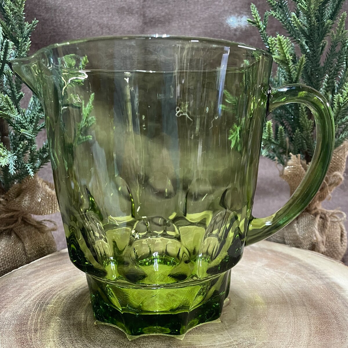 Colorful Green Glass Dimple Pitcher - Etsy