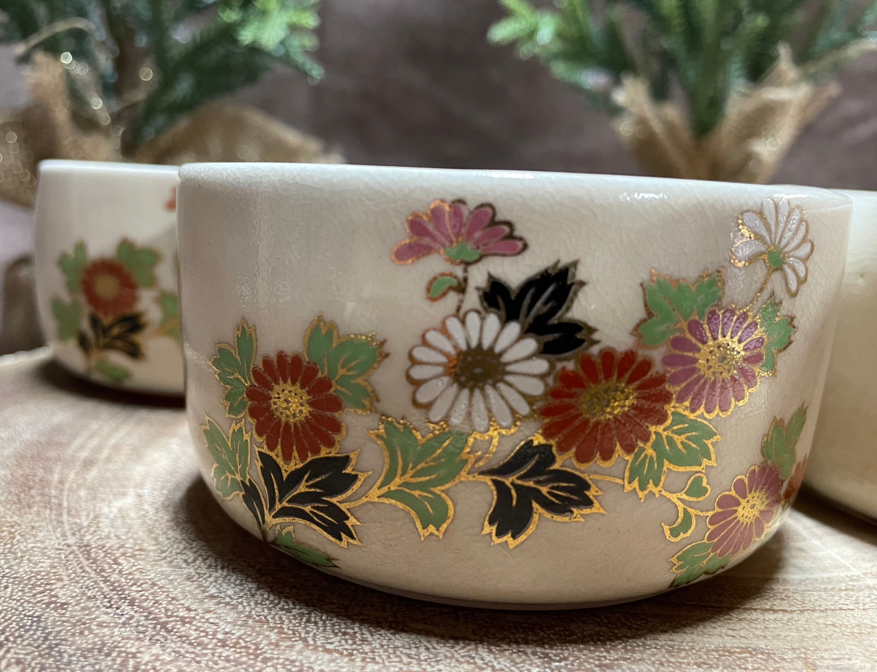Vintage Japanese Bowls in Two Designs of Chrysanthemums and Etsy