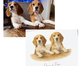 Custom AI Pet Portrait from Photo | Digital Watercolour-Style Illustration | Printable Pet Art