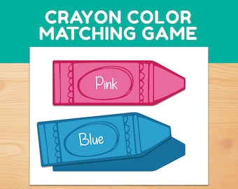 Crayon Color Matching Printable, Preschool Color Game, Educational Kindergarten Activity, Learning Colors Digital Download