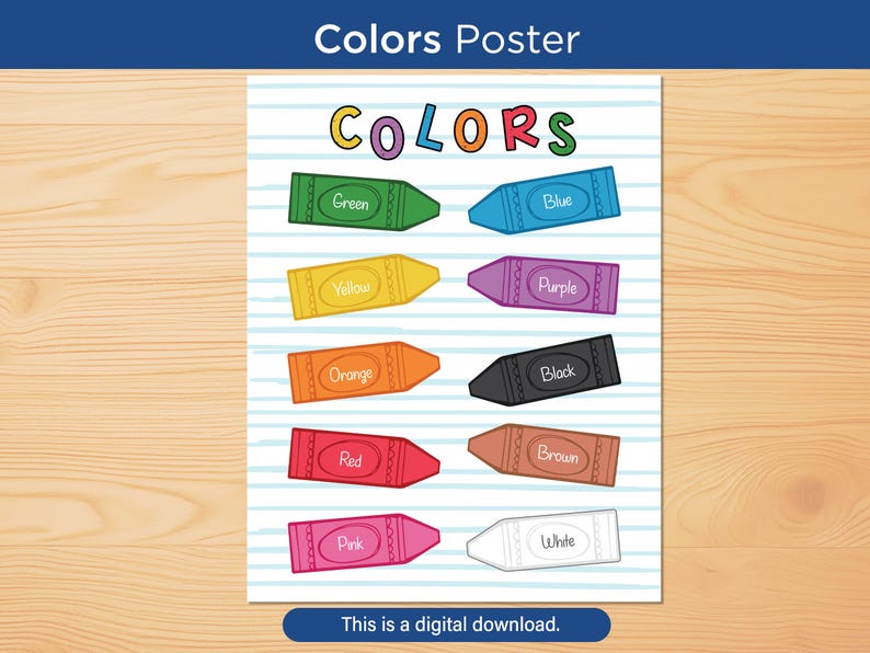 Colors Classroom Poster, Educational Montessori Wall Art (digital ...