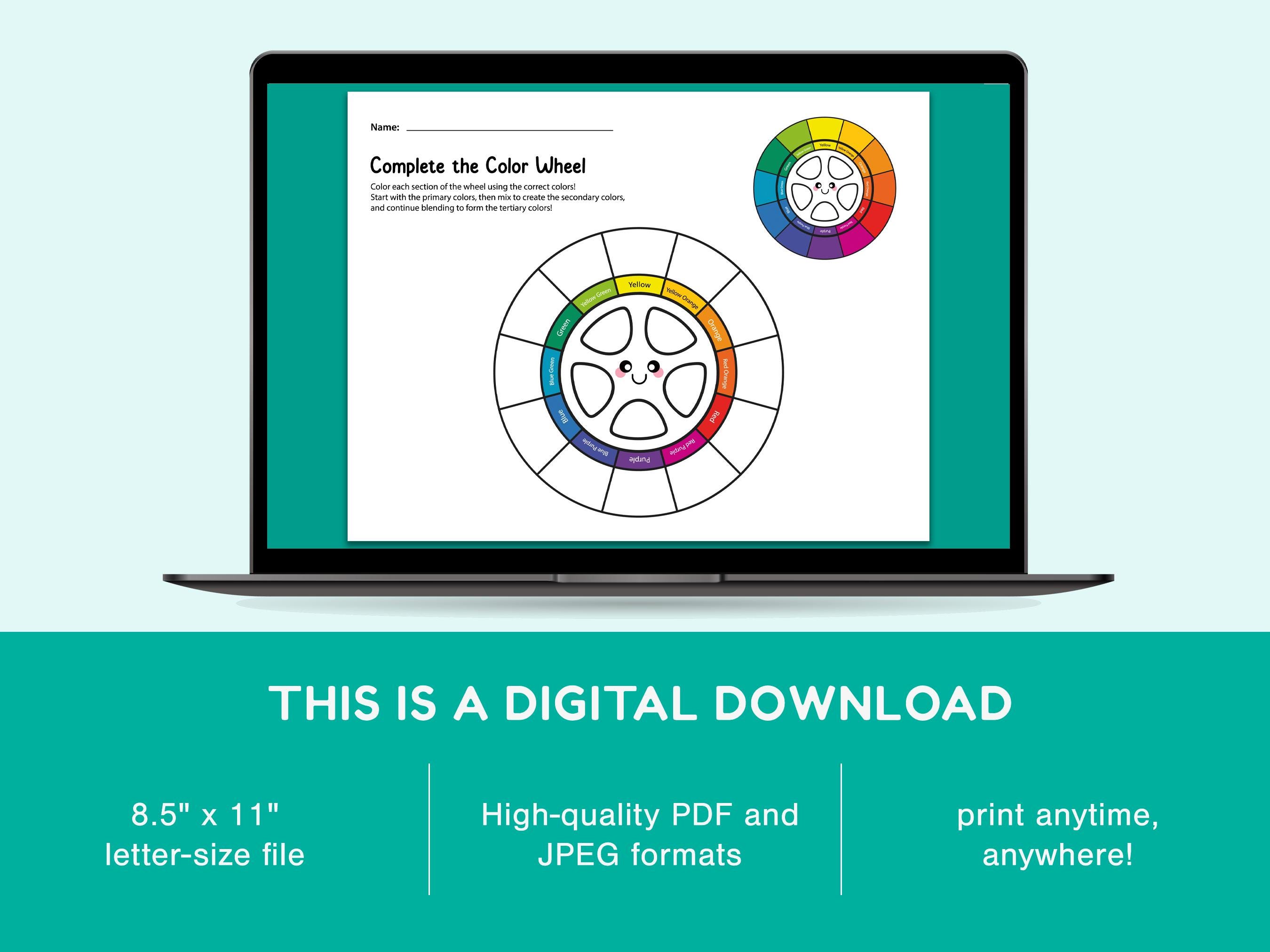 Color Wheel Coloring Page, Kids Color Theory (digital Download) - Etsy