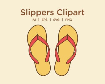 Flip Flop Slippers Clipart, Vector Graphics (Digital Download)