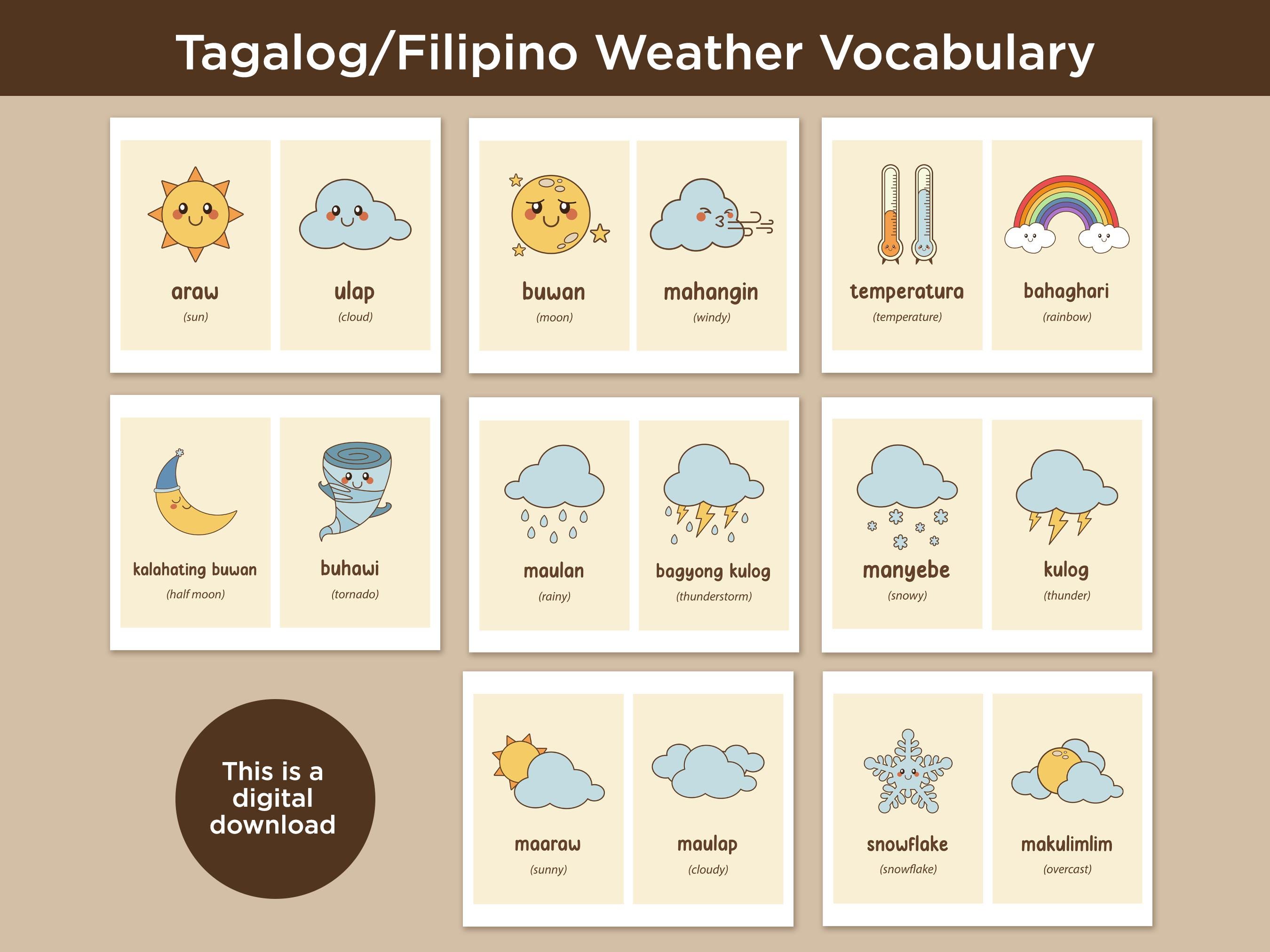 Tagalog Weather Flashcards, English Translation (digital Download) - Etsy
