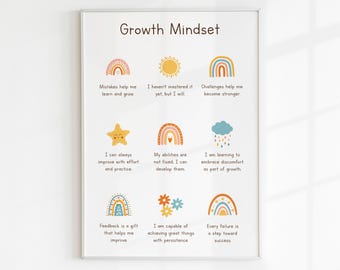 Growth Mindset Poster | Kids Classroom Decor (Digital Download)