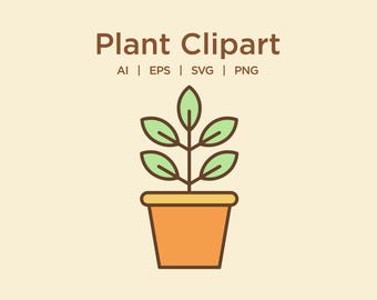 Plant Svg Clipart, Plant Png, Eps, Ai, Cute Plant Vector Image, Instant Download