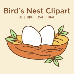 Bird’s Nest Vector Clipart, Nest Png, Nest Eps, Nest Svg, Bird’s Nest with Egg Cartoon Clipart