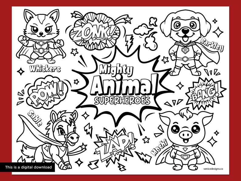 Superhero Animals Coloring Pages for Kids, Kids Coloring, Animal ...