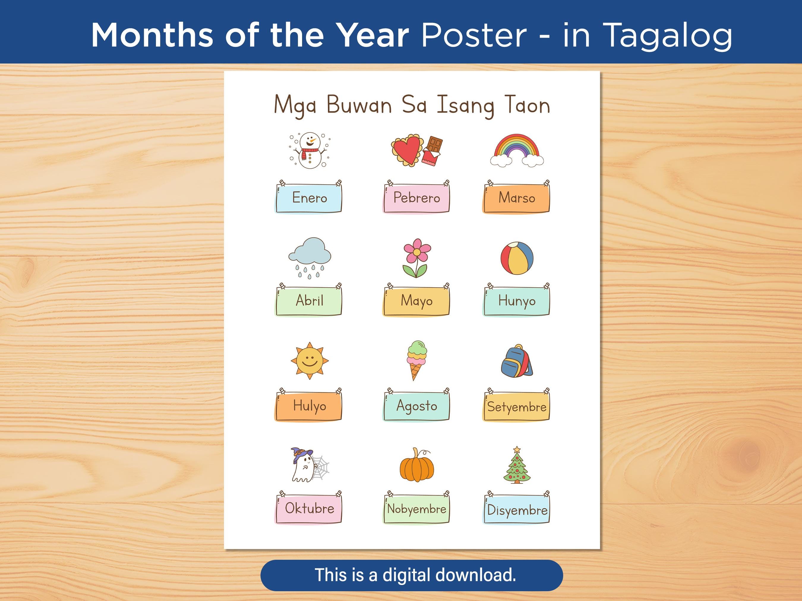 February In Tagalog Filipino Months of the Year Poster, Classroom Homeschool Decor (digital ...