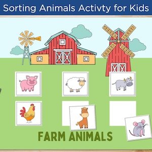 Animal Sorting Game, Animal Habitat Cut & Paste Printable Worksheets, Digital Download, PDF