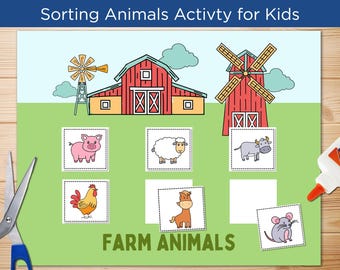 Animal Sorting Game, Animal Habitat Cut & Paste Printable Worksheets, Digital Download, PDF