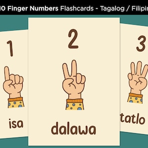 Tagalog Counting Number Flash Cards, Counting to 10,  Number Flash Cards in Filipino,  Nomenclature Flashcards for kids, Homeschool