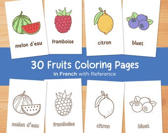 French Fruits Coloring Pages, Kids Activity (PDF Pattern)