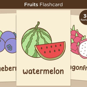 30 cartes-éclair de fruits à titre d'illustration, cartes Montessori, cartes-éclair de nomenclature, cartes éducatives imprimables, cartes préscolaires, téléchargement immédiat