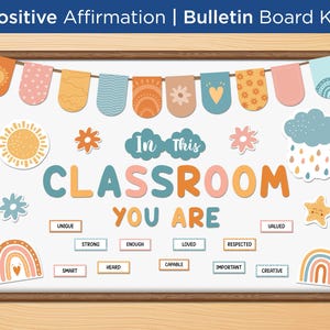 Positive Affirmation Bulletin Board Kit, Boho Classroom Decor, Classroom Display, Motivational Wall, Student Affirmation Board