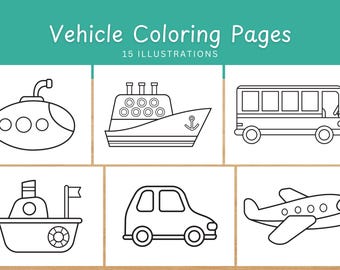 Transportation Coloring Pages, Fun Vehicle Activity (Digital Download)