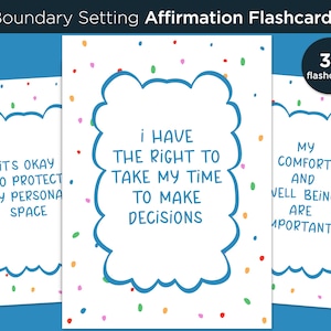 30 Boundary Setting Affirmation Flashcards, Therapy Resources, Self Care Cards, Therapy Tool, Mental Health Flashcards, Counseling Tools