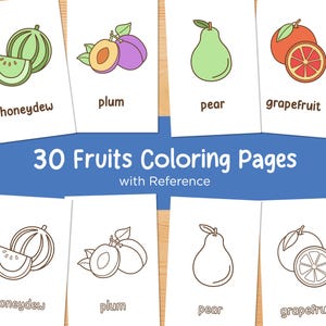 Fruit Coloring Page,  Coloring Sheets for Kids, Color Activity for Toddlers, Fun Coloring Book,  Printable Kid Coloring Pages