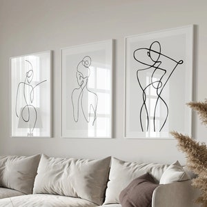 Woman Line Drawing Art Print Set of 3, Minimalist One Line Wall Home Decor, Female Print Poster, Modern Body Line Art-a11