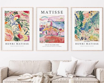 Matisse Print Set of 3, Matisse Exhibition Poster, Modern Art Prints, Museum Poster, Abstract Print, Gallery Wall Set, Matisse Poster-s150