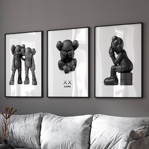 Hypebeast Toy Poster Set de 3, Cartel minimalista de figura Hypebeast, Impresión de póster Hypebeast, Arte de pared Hypebeast, Graffiti Wall Art-a8