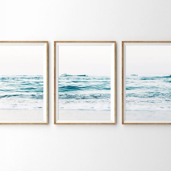 Ocean Print Set of 3 , Beach Print , Coastal Wall Art , Beach Wall Art , Ocean Wall Art , Waves Print , Gallery Wall Art Prints-s108