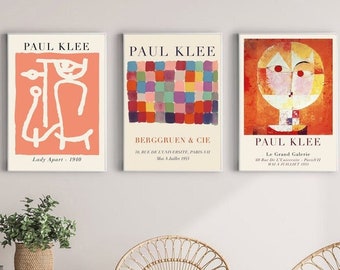 Conjunto de 3 láminas, póster de Paul Klee, lámina de Paul Klee, arte mural de Paul Klee, láminas para exposiciones, láminas para museos, láminas para galerías (s43)