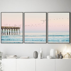 Beach Wall Art Set of 3 , Coastal Wall Art , Ocean Wall Art , Sunset Print , Beach Print Set , Ocean Print , Gallery Wall Art Prints-s107