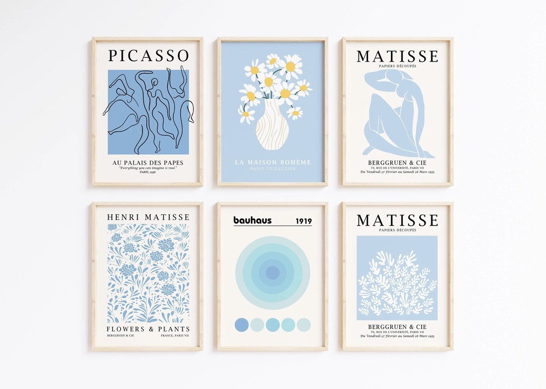 Blue Gallery Wall Art Set of 6, Flower Market Print Set, Gallery Wall ...