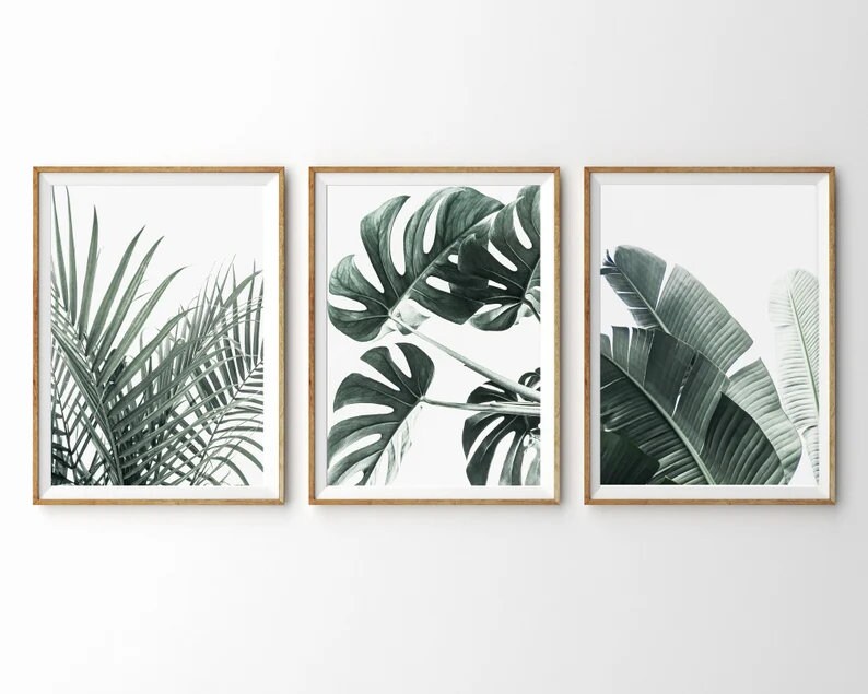 Tropical Print Set of 3 , Botanical Wall Art , Triptych Wall Art ...