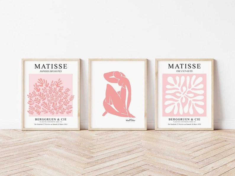 Blush Pink Matisse Print Set of 3 , Abstract Wall Art , Henri Matisse ...