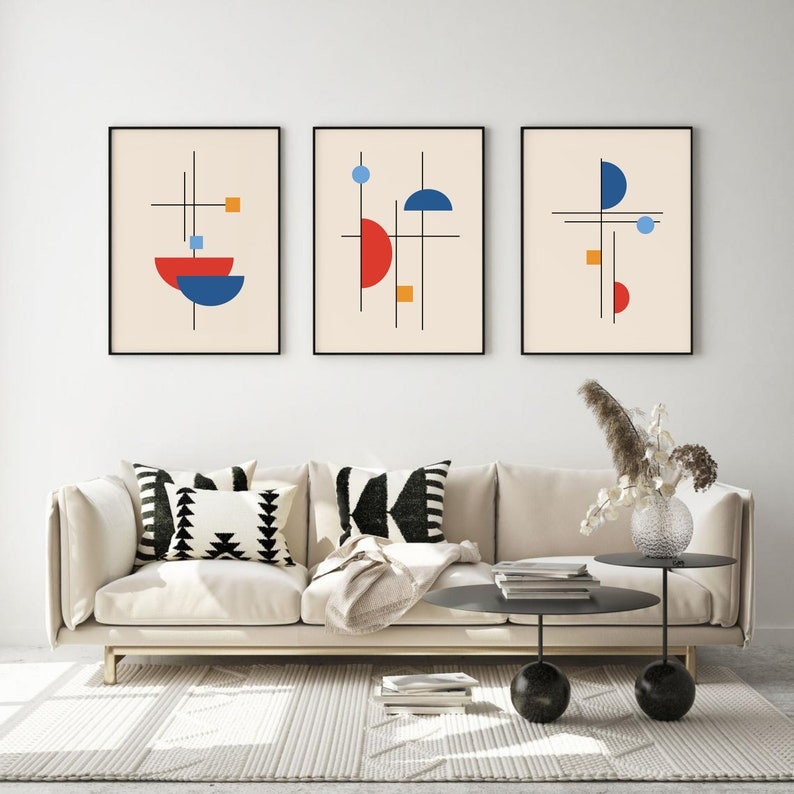 Bauhaus Print Set of 3 , Bauhaus Poster , Bauhaus Wall Art , Geometric ...