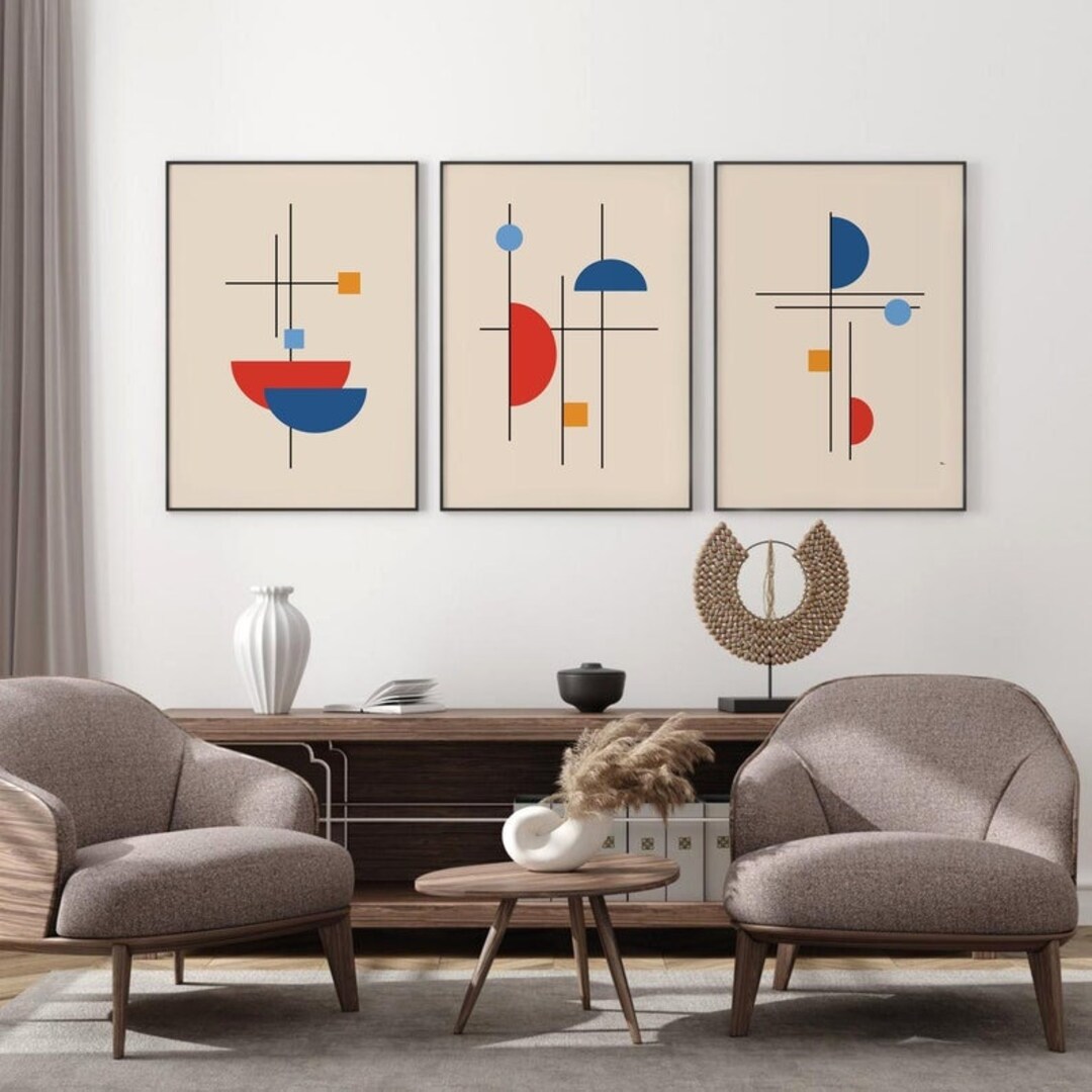 Bauhaus Print Set of 3 , Bauhaus Poster , Bauhaus Wall Art , Geometric ...