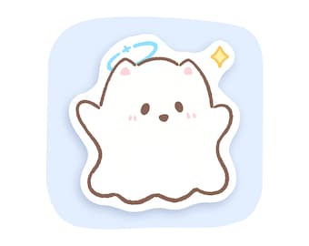 Halloween Ghost Sticker | Puppy Sticker Flake | Laptop Sticker | Journal Sticker | Vinyl Sticker | Cute Sticker | Funny Sticker