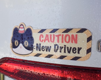 New Driver Vinyl Decal |Student Driver| Car Magnet Sign | CAUTION| Waterproof Magnet | Professional Printed Die Cut