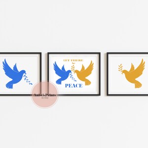 Pombas da Paz por Artista Ucraniano || Stand com UcrâniaUcrânia, impressão de cartão, azul e amarelo, ucraniano, download digital, vendedores ucranianos