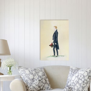 Man With Hat  l Folk art Picture l Primitive  Picture l Colonial Picture  l 19th Century  l Americana - Matte Canvas - 0.75&quot; Deep