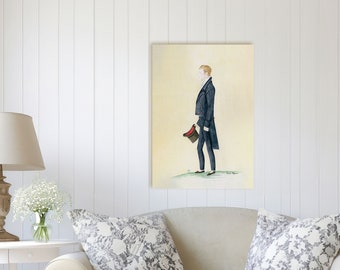 Uomo con cappello l Quadro di arte popolare l Quadro primitivo l Quadro coloniale l XIX secolo l Americana - Tela opaca - Profondità 0,75"