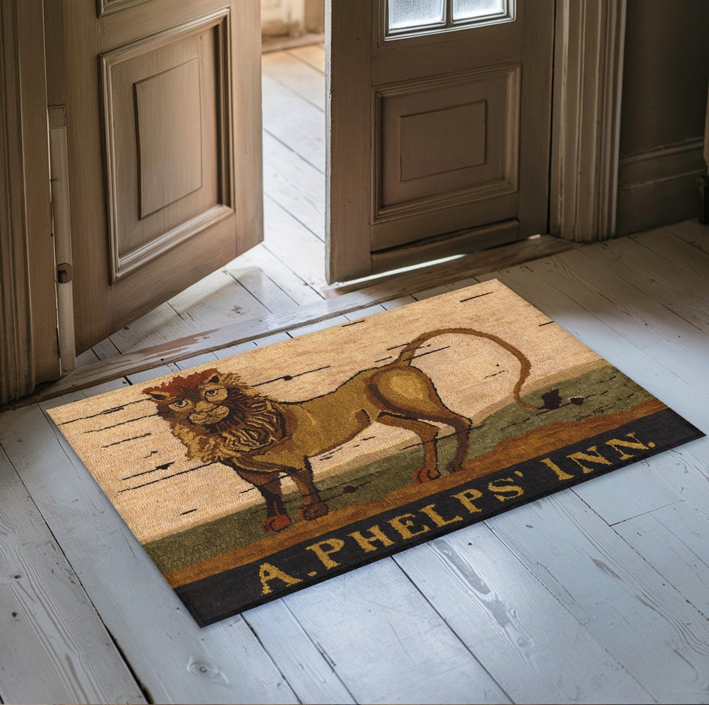 Rustic Tavern Rug Handcrafted Tavern Inn Folk Art Floor Rug - Colonial America Inspired ...