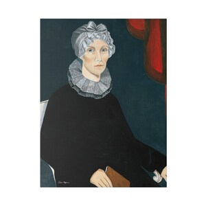 Koloniaal portret van een vrouw, olieverfkunstwerk, kunst aan de muur, volkskunst, primitieve print, decor canvas, vintage schilderij, 18e eeuw afbeelding 2