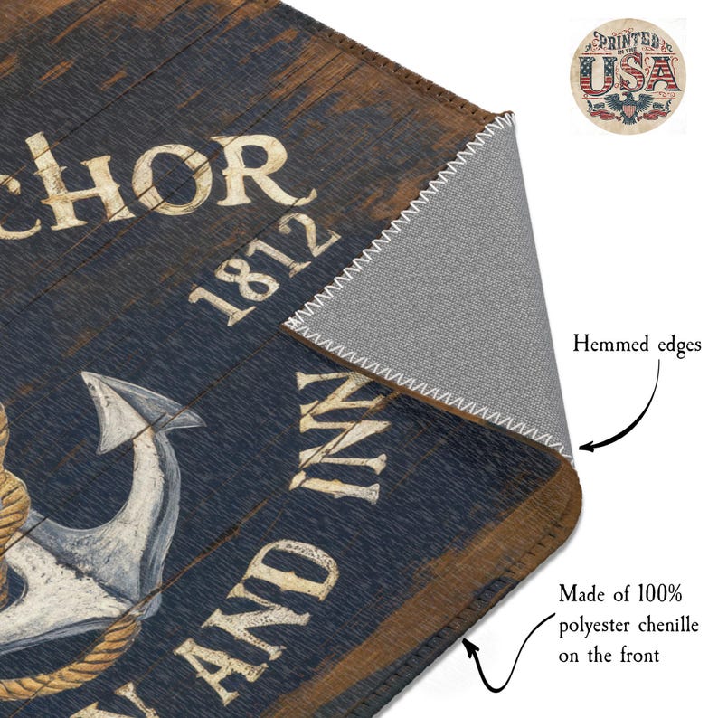 Rustic Tavern Rug Rusty Anchor Inn & Tavern Rug - Vintage Nautical, Folk Art, Home Decor ...