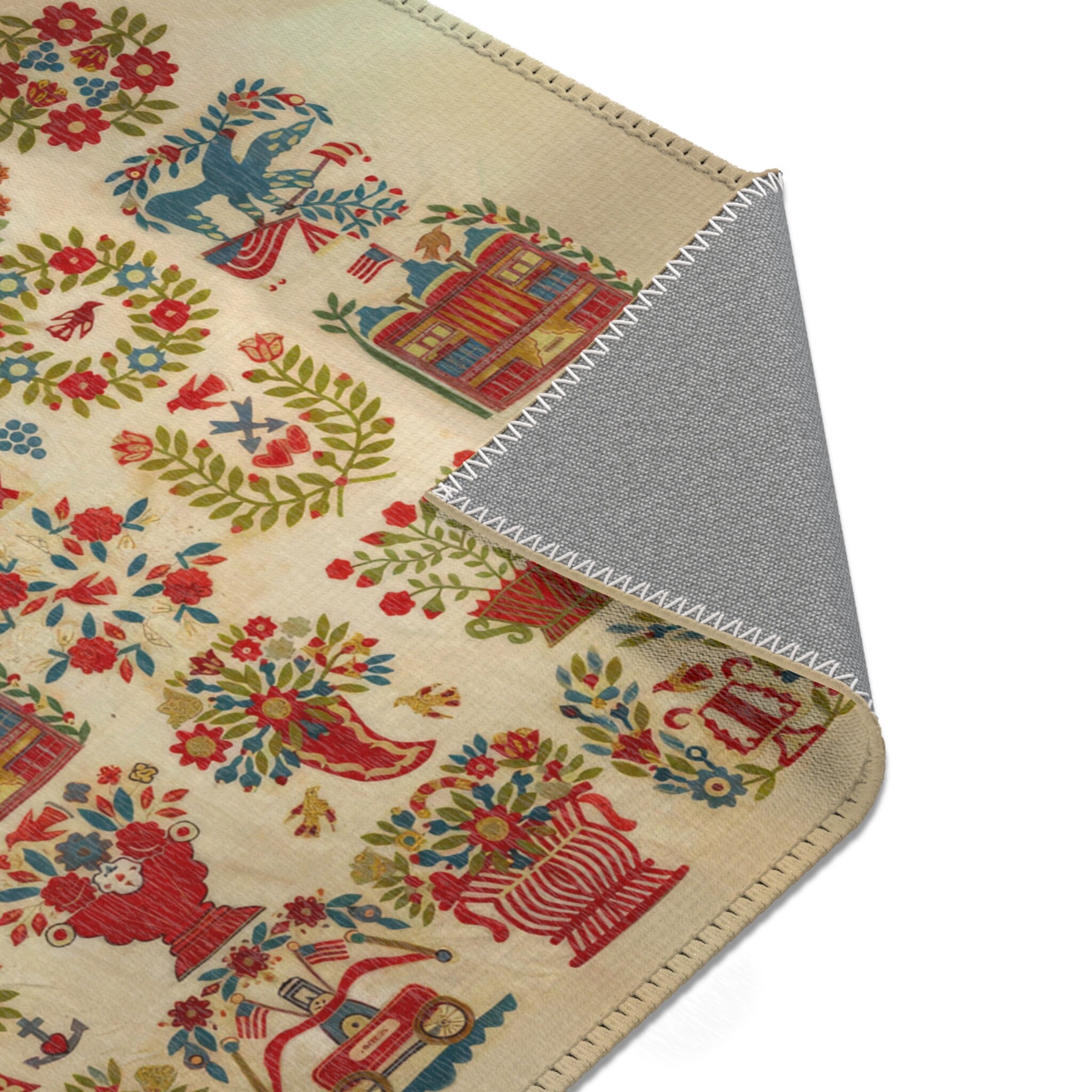 Colonial America Folk Art Floor Rug With Patriotic Baltimore Album ...