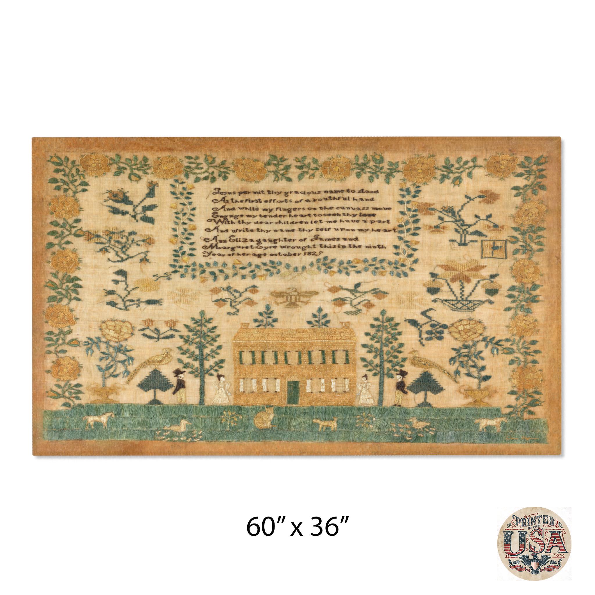 Homespun Colonial House Sampler Rug - Primitive Folk Art , Home Decor ...