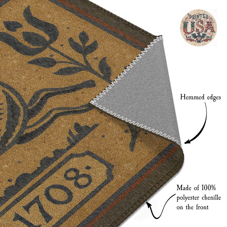1708 Leaping Stag Primitive Rug - Rustic Colonial Deer, Folk Art, Early ...
