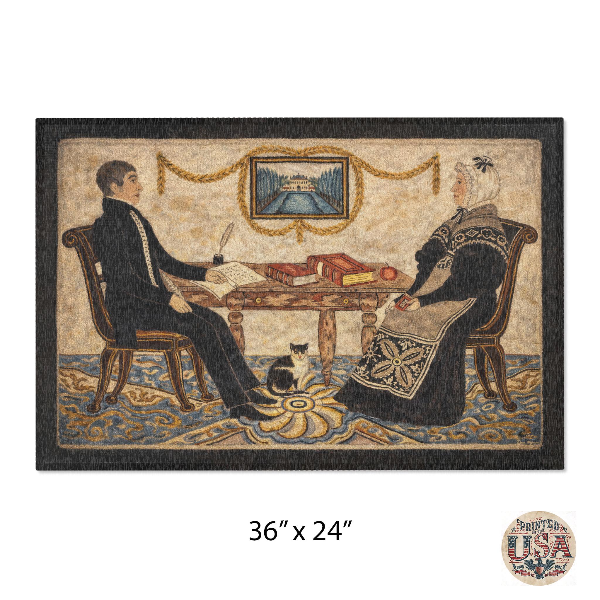 Colonial Parlor Couple Rug - Vintage Inspired Primitive Folk Art ...