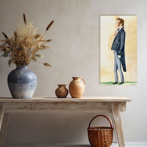 Stately Man Artwork l Folk art Picture l Primitive  Picture l Colonial Picture  l 18th Century  l Farmhouse  -  Canvas Gallery Wrap