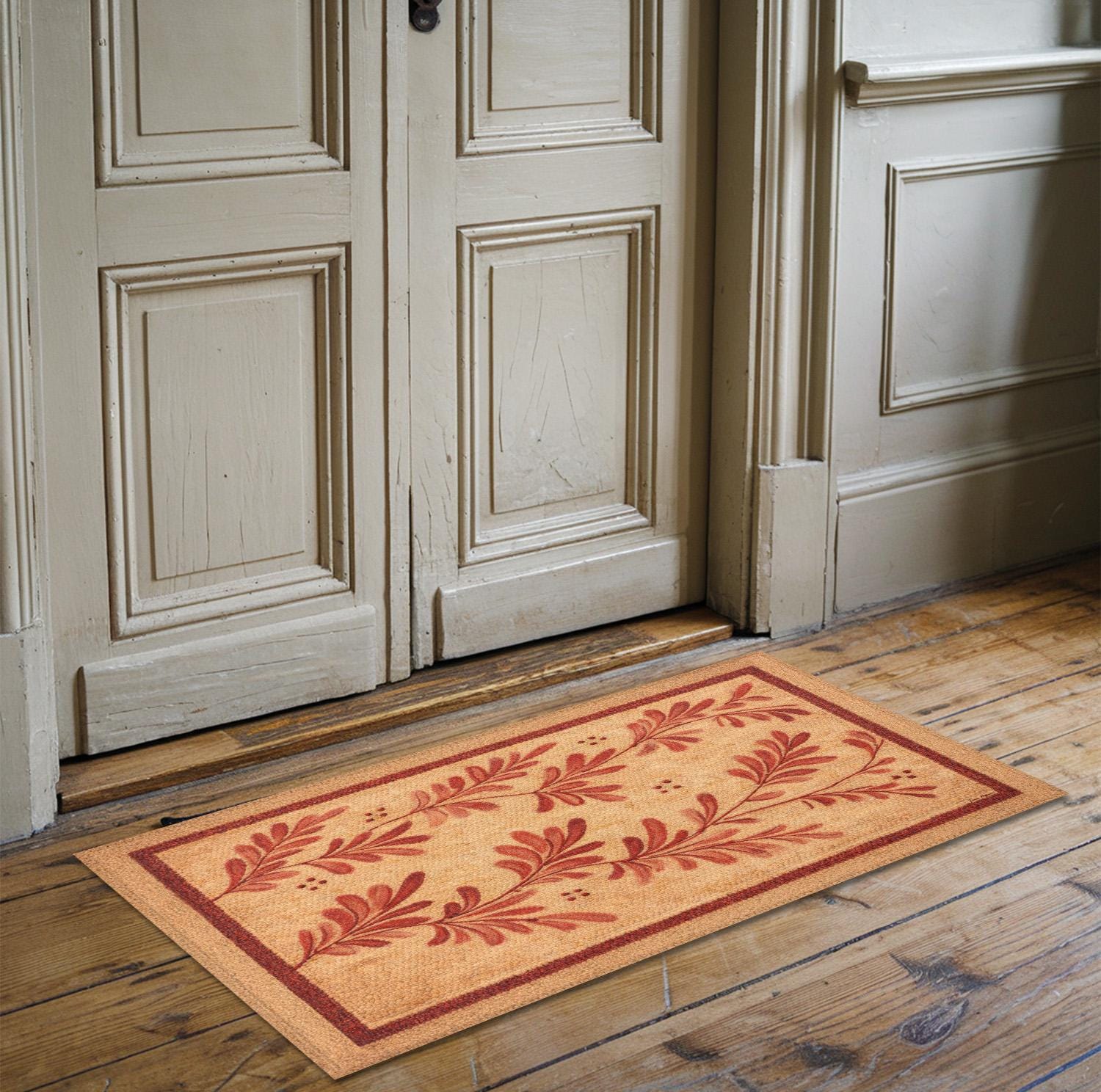 Colonial Cranberry Red Leaf & Vine Crock Pattern Rug - Vintage Home ...