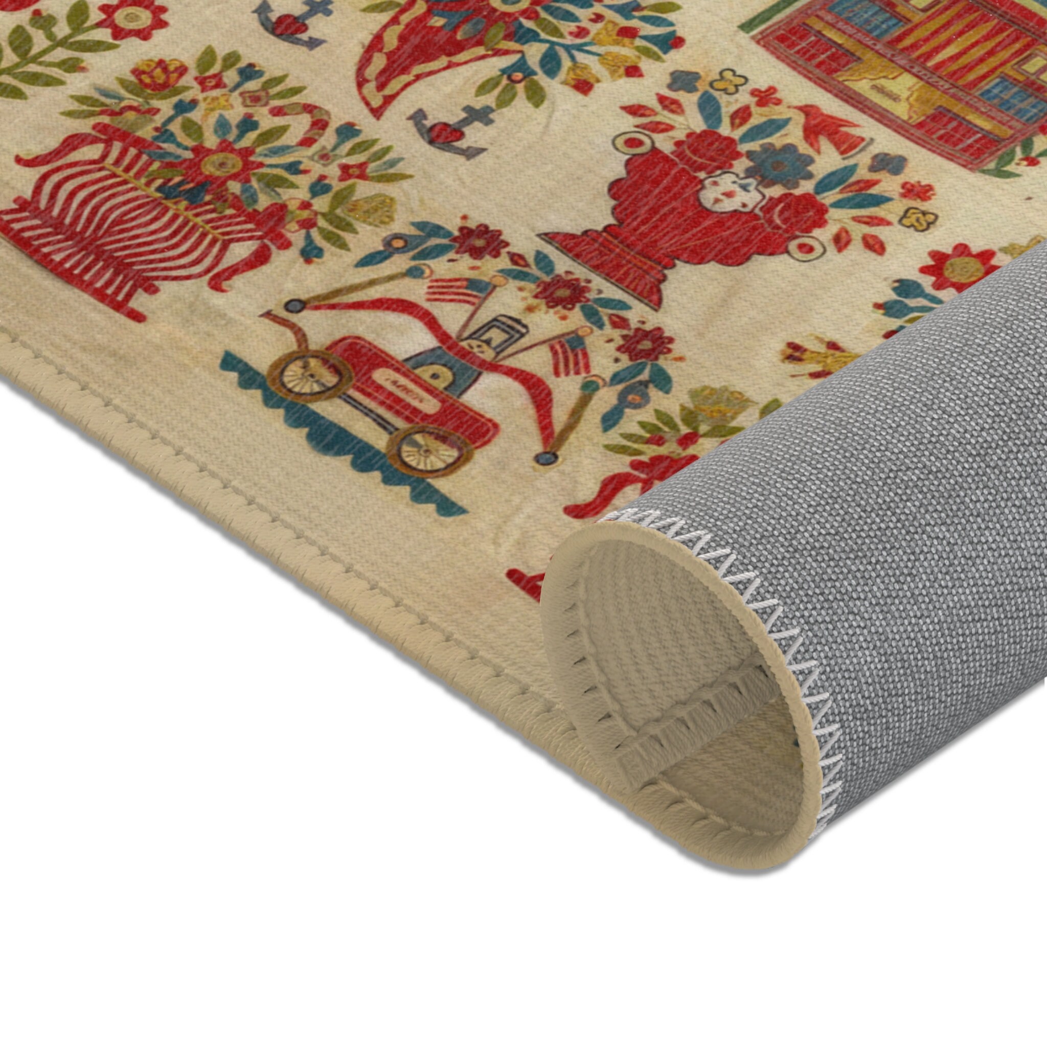 Colonial America Folk Art Floor Rug With Patriotic Baltimore Album ...