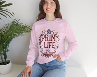 Vintage Prim Life Sweatshirt, Casual pullover top, Vintage-inspired, Graphic pullover, Antique sweater, Primitive apparel, Colonial jersey