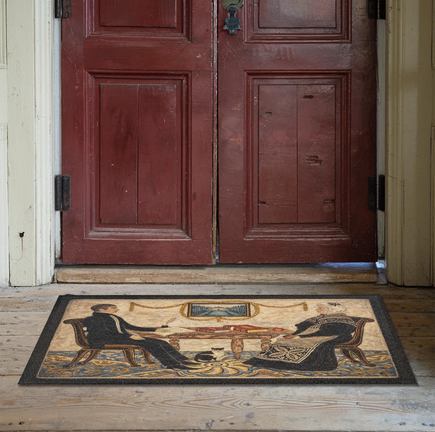 Colonial Parlor Couple Rug - Vintage Inspired Primitive Folk Art ...
